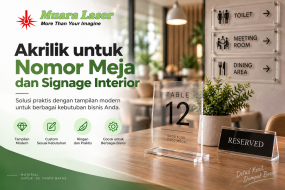 Akrilik untuk nomor meja dan signage interior custom dengan desain modern untuk cafe dan restoran